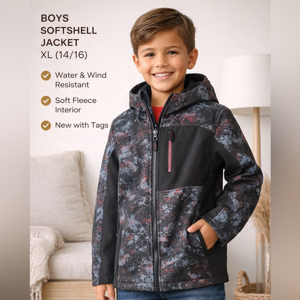 Free Country Boys Soft-shell Jacket XL (14/16) | Water & Wind Resistant | NWT